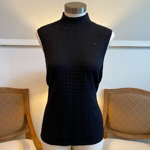 Cable & Gauge Black Studded Knit Tank Top, Women's Large, Punk Goth Grunge